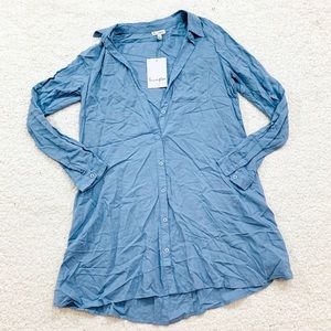 Love fire button down long sleeve tunic NWT